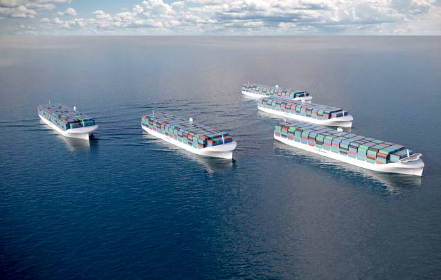 Rolls Royce autonomous container ships in convoy