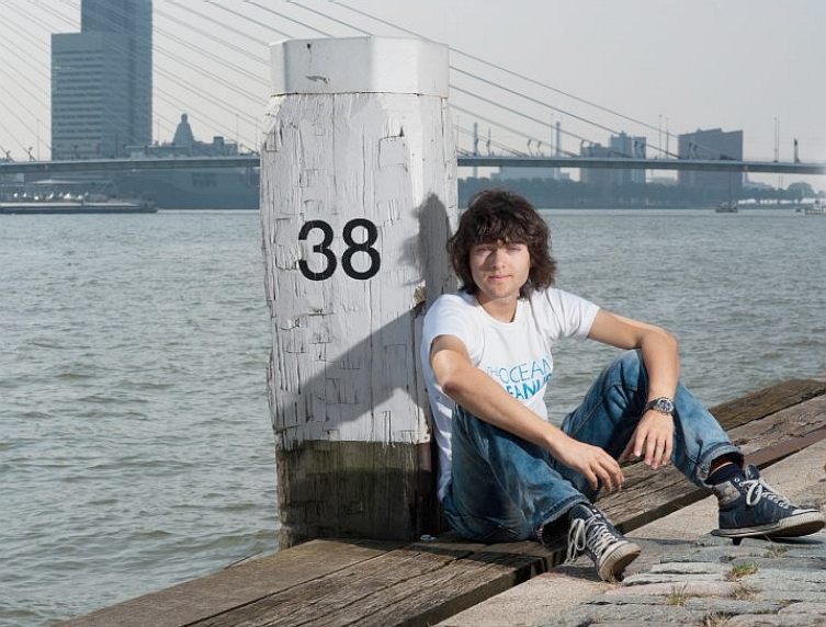 Boyan Slat on the docks at Rotterdam