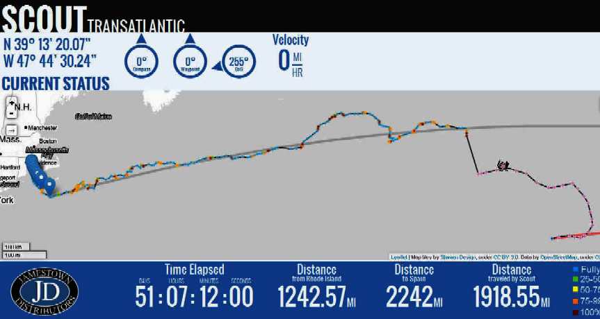 Scout heading west across the Atlantic for Florida