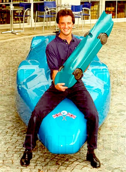 The Bluebird Electric 2 is on display at the Campbell Hall in Sussex, England