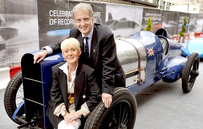 Gina Campbell and Don Wales, grandaughter and grandson admire grandad's car