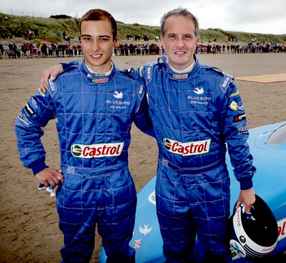 Joe and Don Wales get it together on the sands at Pendine