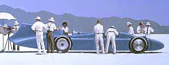 Bluebird merlin engines land speed record car at Bonneville