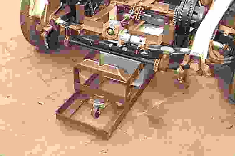 Electric Austin Metro battery cartridge in lowered position