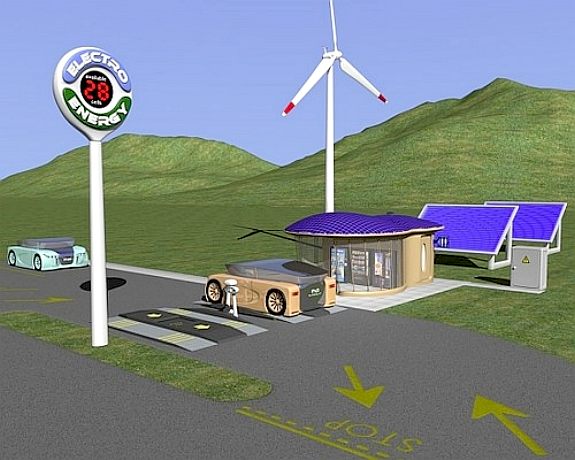 Solar and wind powered autonomous service station