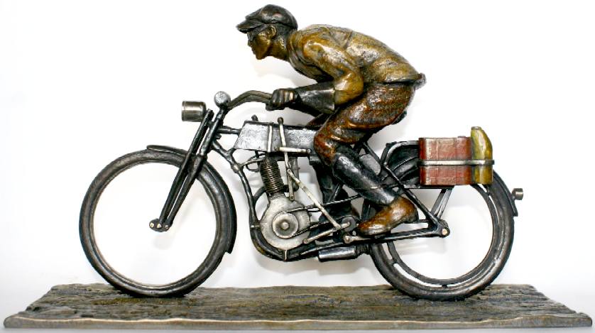 Cannonball motorcycle racing trophy