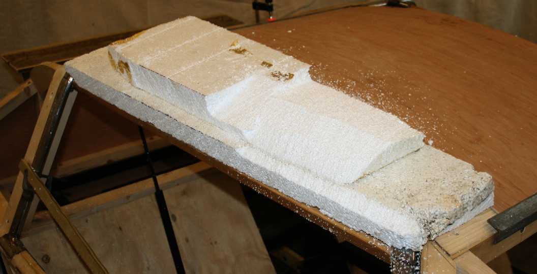 Foam blocks ready to carve a roof panel