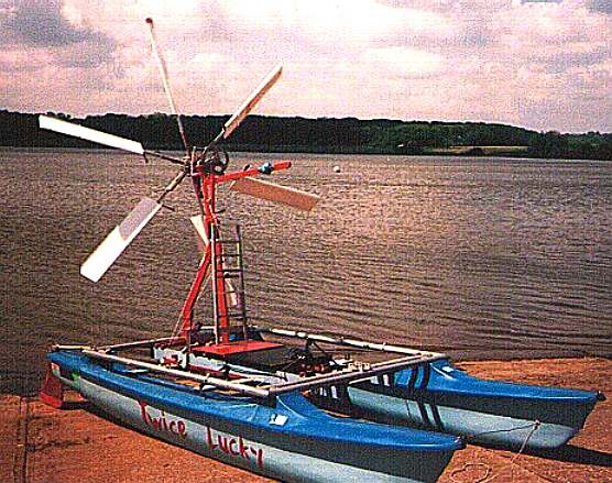 Peter Worsley's Twice Lucky rotary sailing catamaran