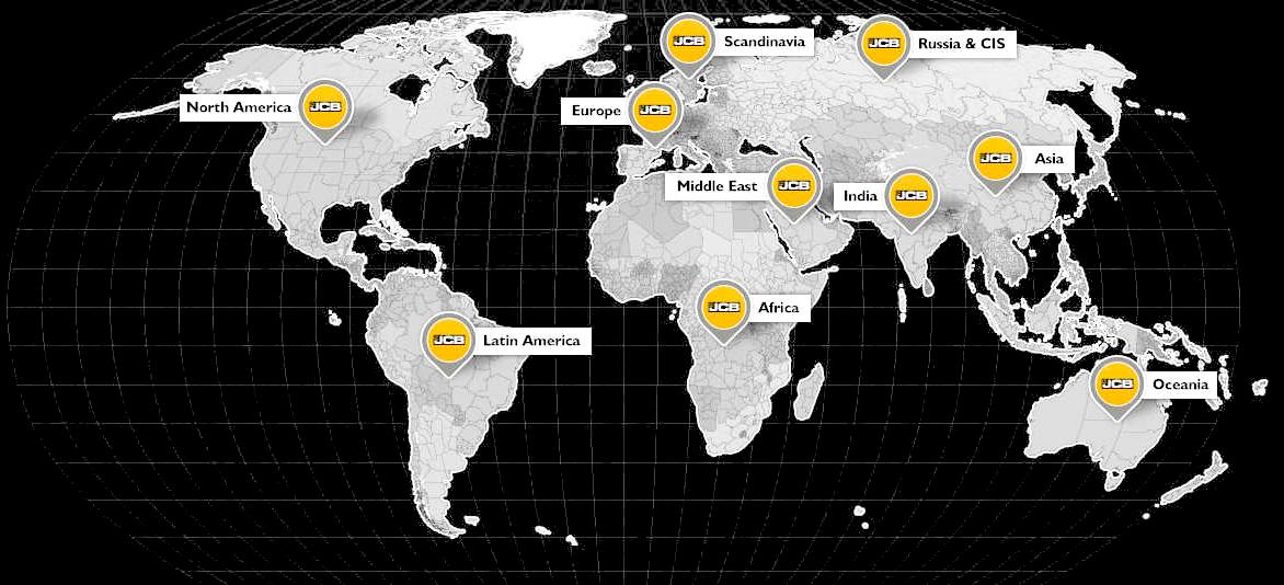 http://www.jcb.com/ world wide distribution network map
