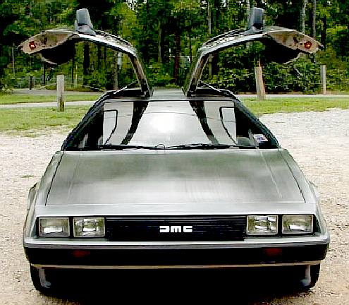 De Lorean Motor Company sports car with gull wing doors