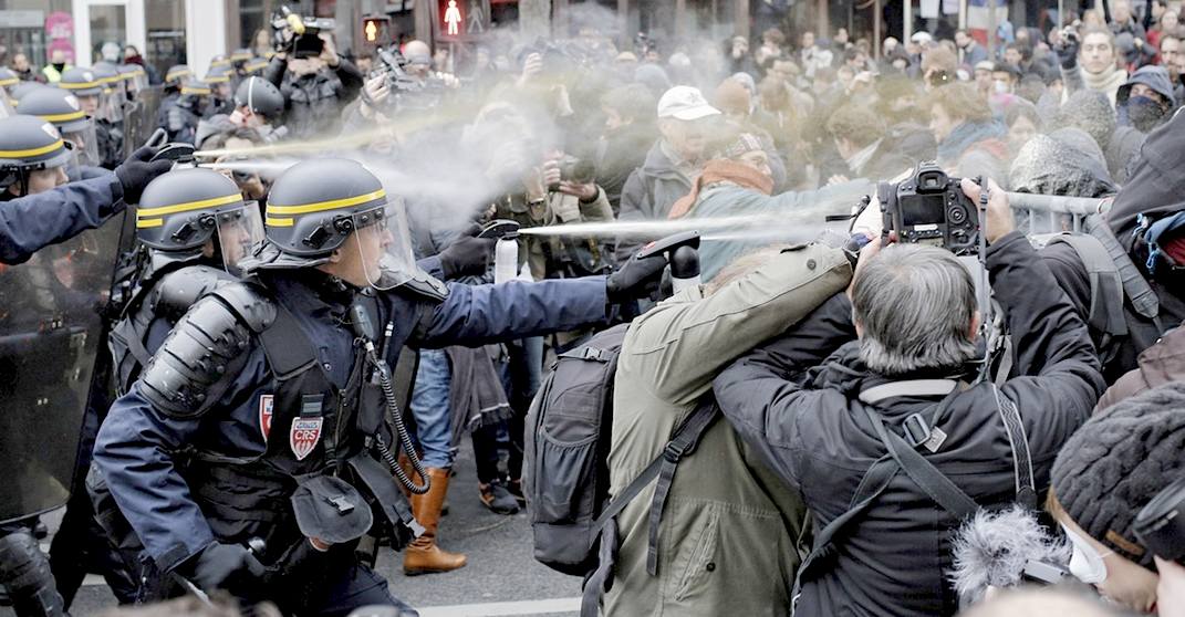 Paris, France, climate change protestors global march