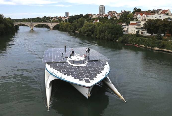 PlanetSolar on the Seine, September 2013 Paris visit