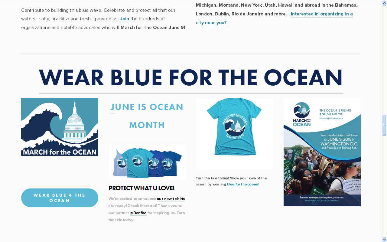 Wear blue for the ocean march June 9th Washington DC