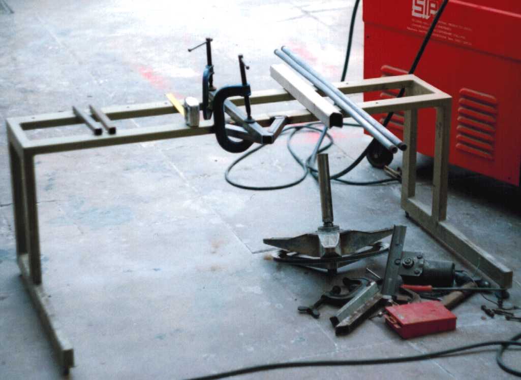 An old steel desk and various parts to be welded to the Treasure Chest