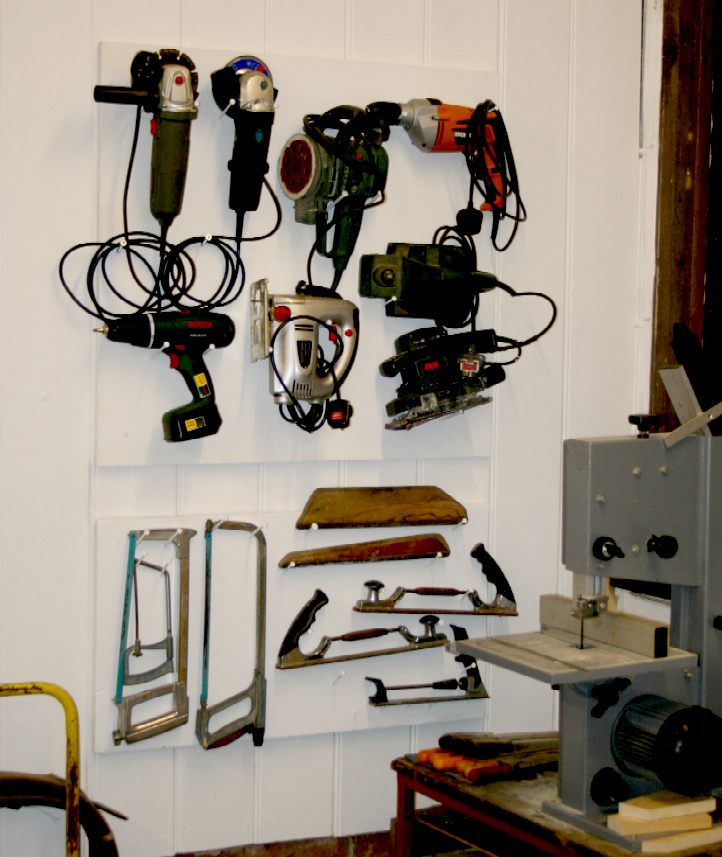 Hand and power tools in a revised workshop layout for greater productivity