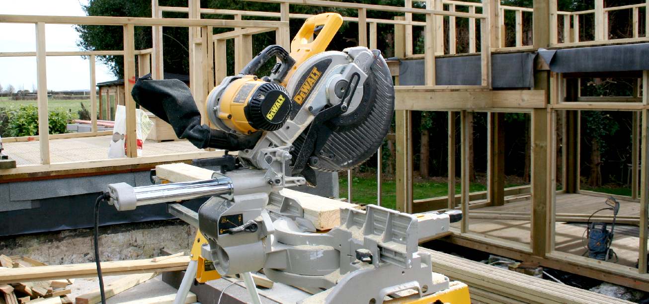 DeWalt circular slide saw used to cut the decking to size