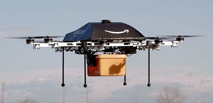 Amazon prime deliveries by drone quadcopters in the USA
