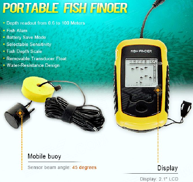 Sonar fish finding portable instrument