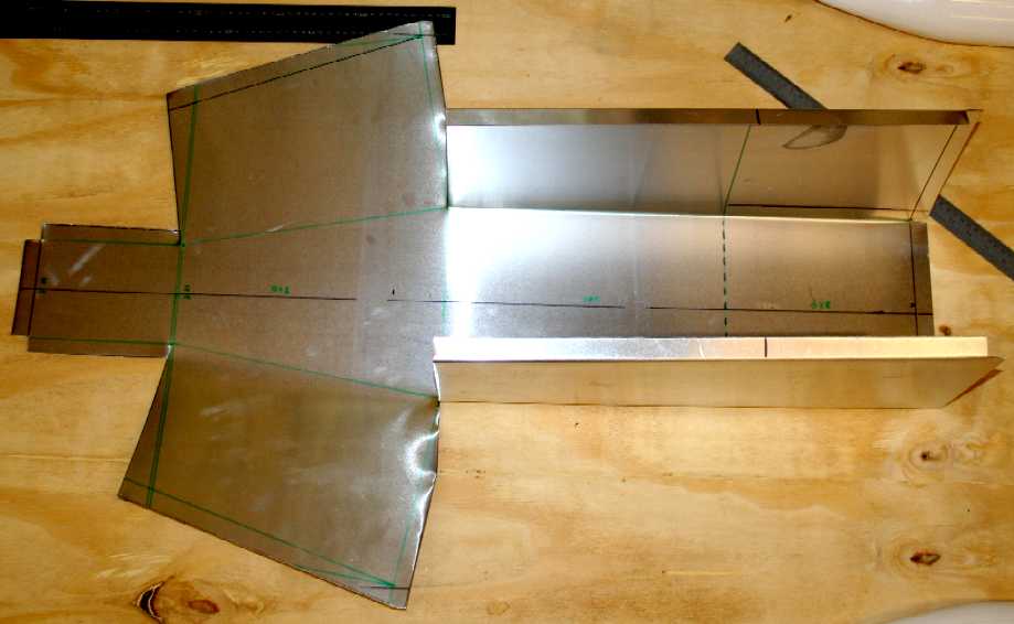 An aluminium sheet that has been folded to make a boat hull