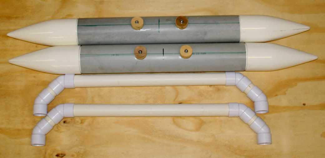 Plastic tubing that will make sponsons for a robot boat hull