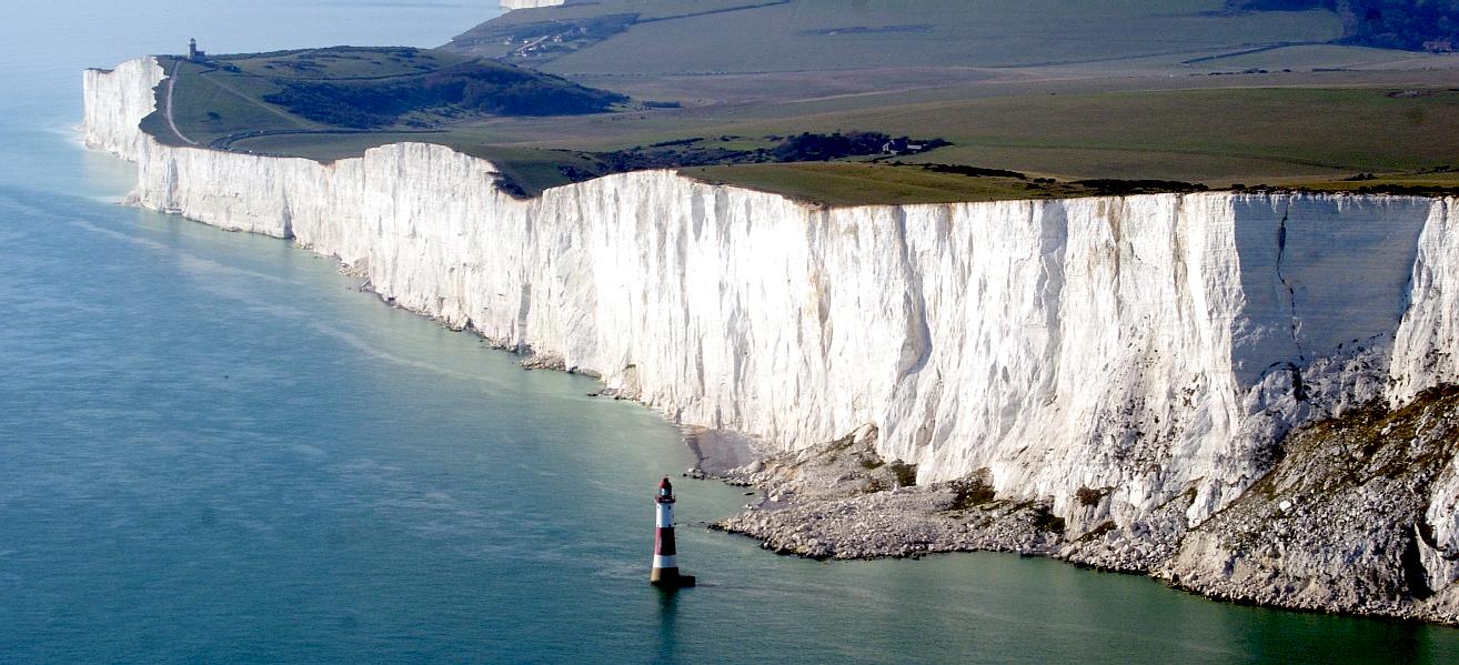 Beachy Head lighthouses, the famous chalk cliffs, Sussex, England