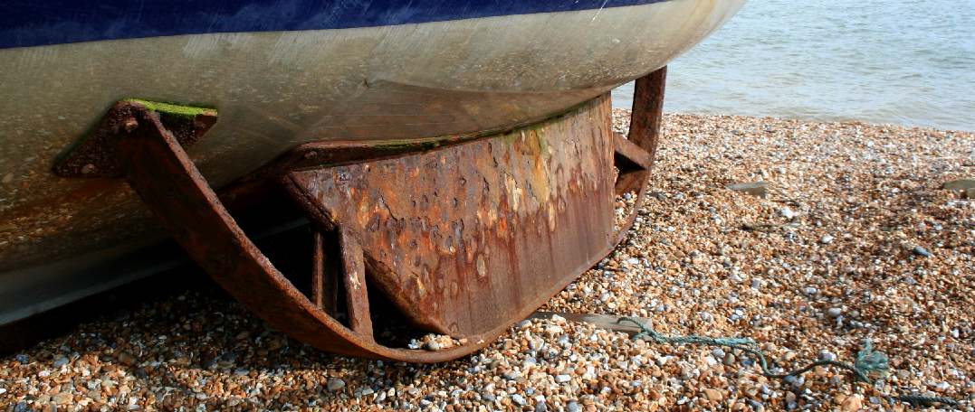 Rusty runners on the beach at Hastings in Sussex