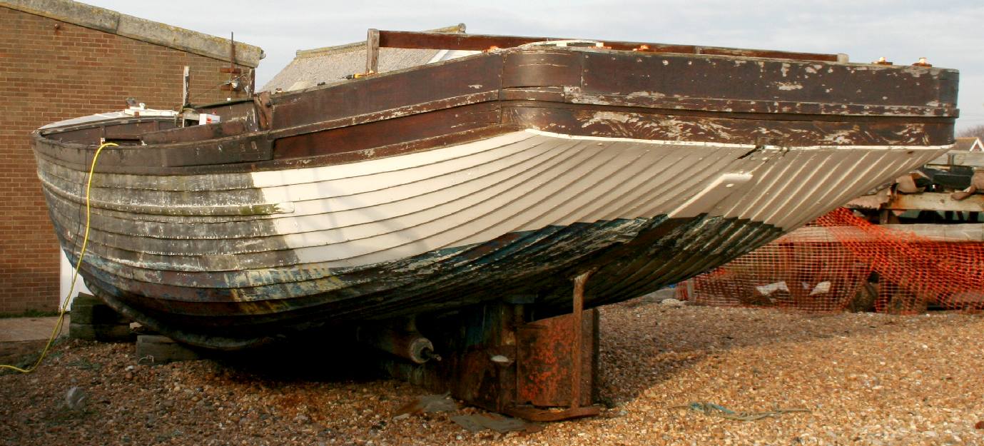 The Southern Queen wooden hull needing repairs