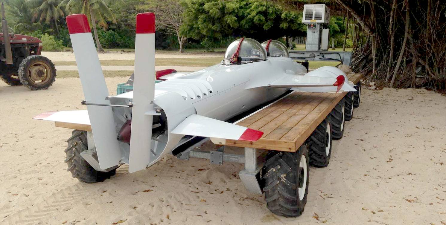 Beach launching a Hawkes mini submarine