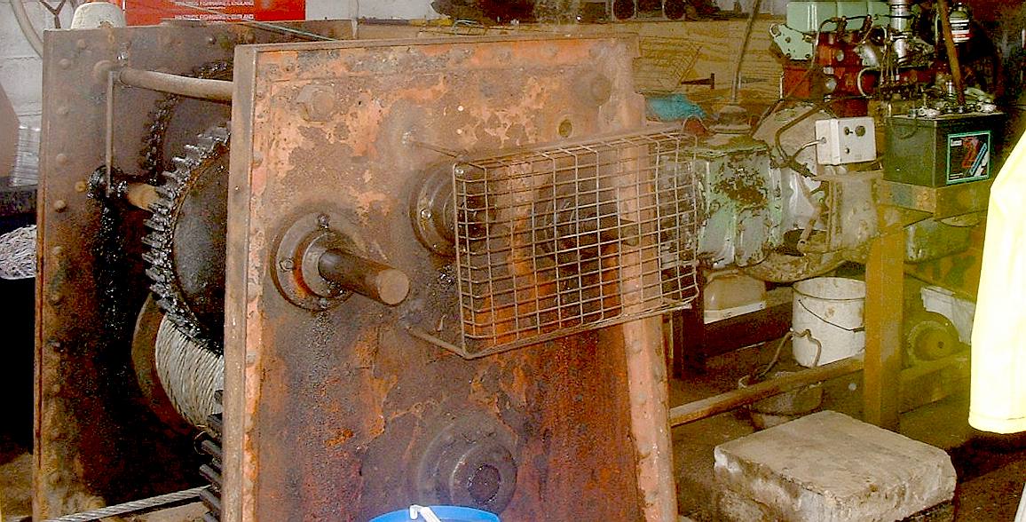 Fishing boat recovery winch at the Stade, Hastings, Sussex