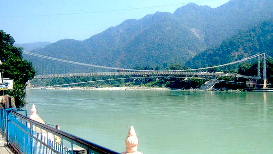 A suspension bridge over the Ganges near Delhi