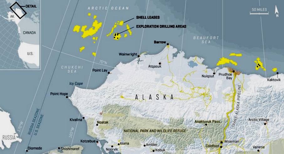 Map of Alaska and the Arctic Ocean
