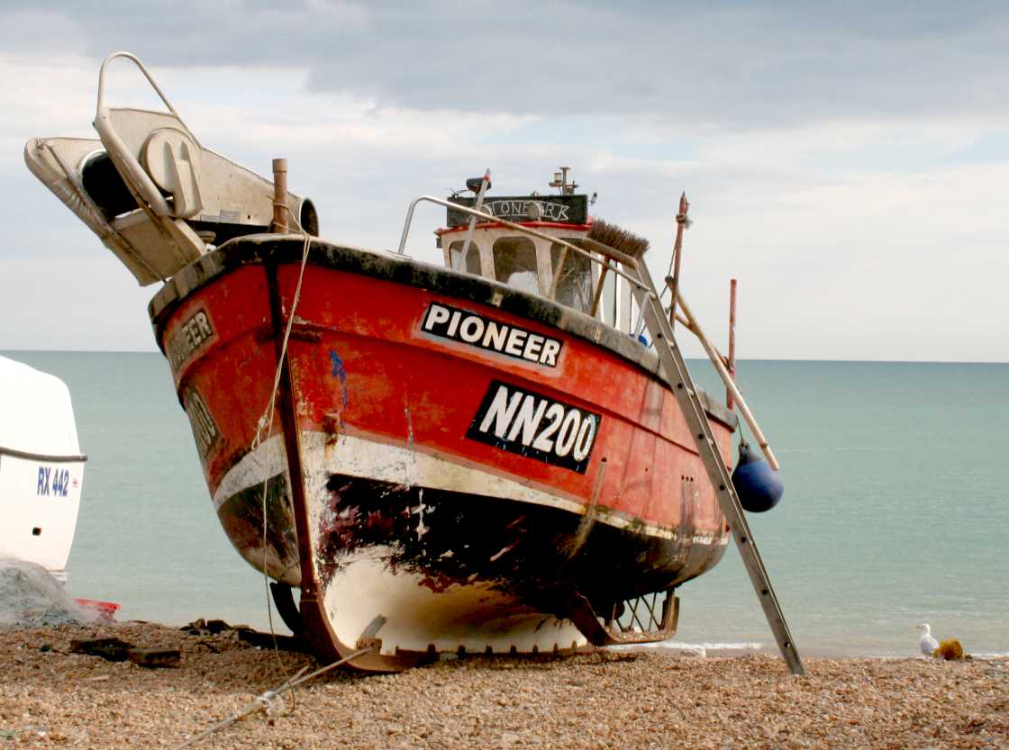 Fishing boat on the beach at Hastings