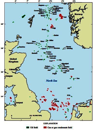 North Sea Map Oilfields