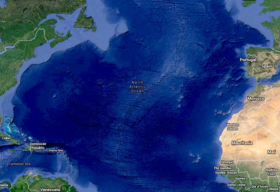 Google derived map of the North Atlantic Ocean