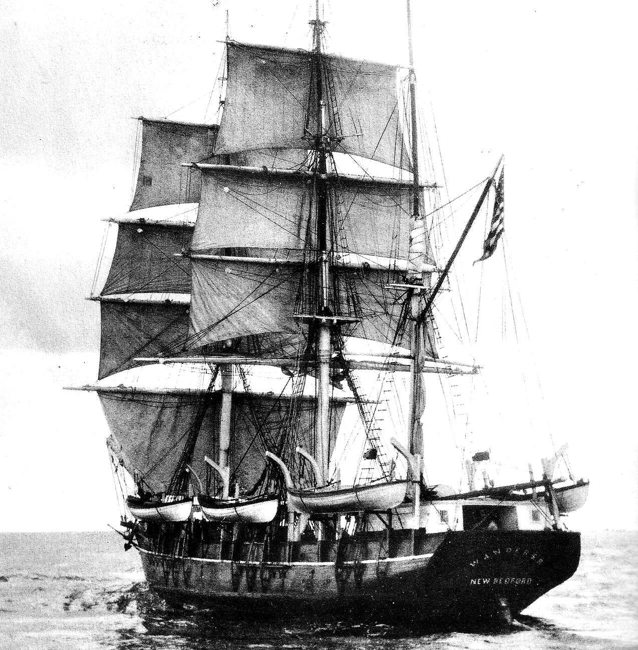 The Essex was a triple masted sailing ship fitted out for whaling