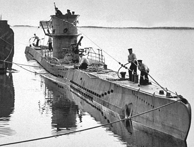 German U Boat tying up at a dockside