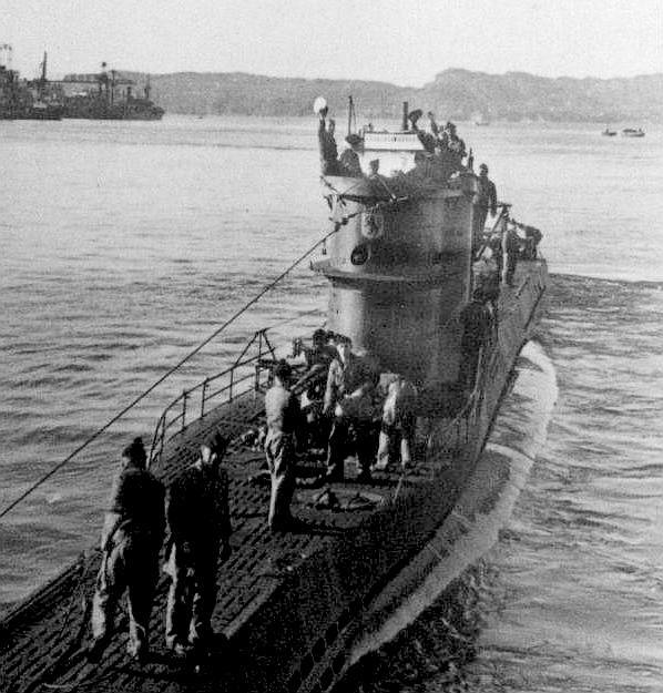 U Boat 576 departing from Saint Nazaire, France in 1942